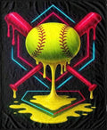 Softball Drip Throw Blanket
