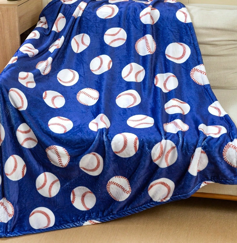 Blue Baseball Throw Blanket