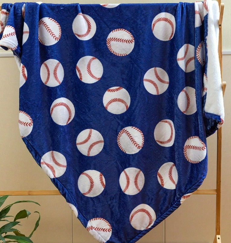 Blue Baseball Throw Blanket