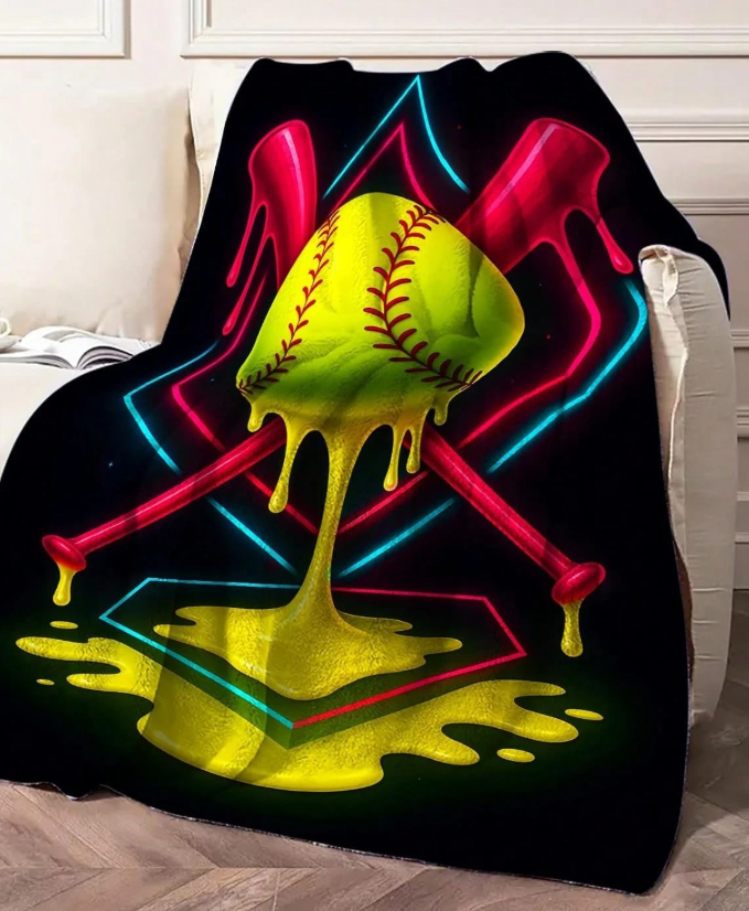 Softball Drip Throw Blanket